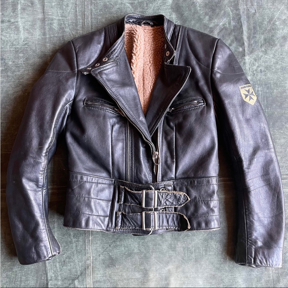 1980’s HARRO Leather Perfecto Style Motorcycle Jacket Black Leather